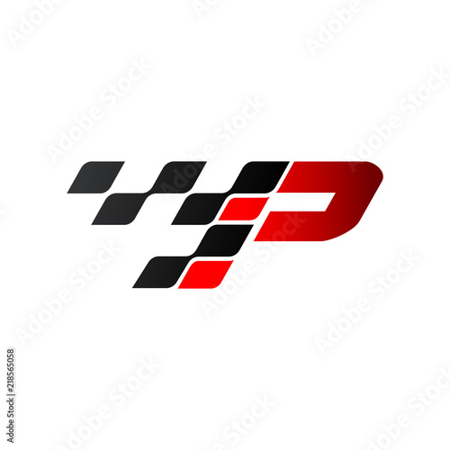 Letter P with racing flag logo