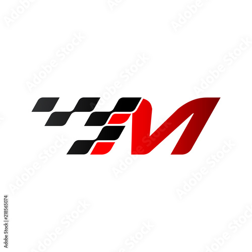 Letter M with racing flag logo