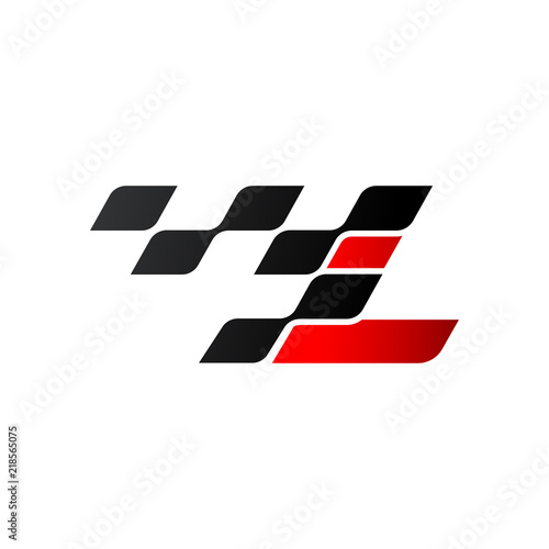 Obraz na plátně Letter L with racing flag logo