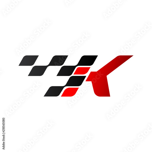 Letter K with racing flag logo