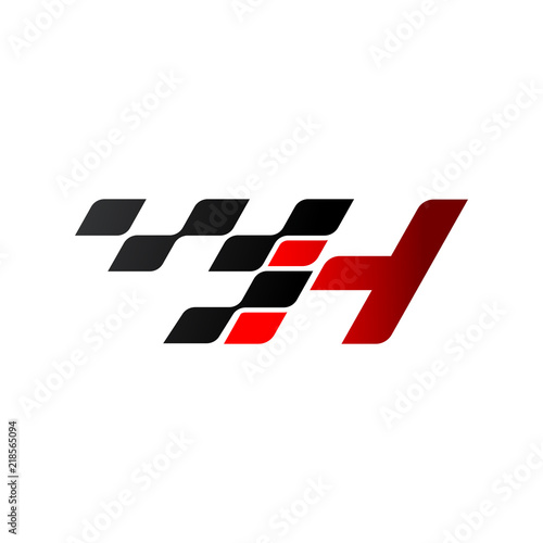 Letter H with racing flag logo
