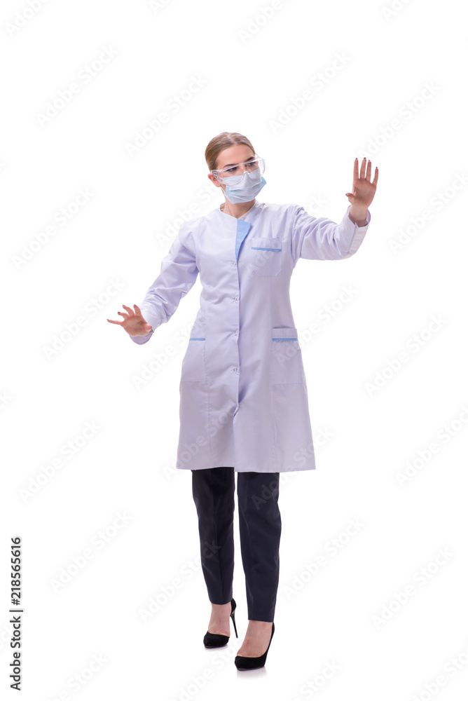Young woman doctor isolated on white background Young woman doctor isolated on white background