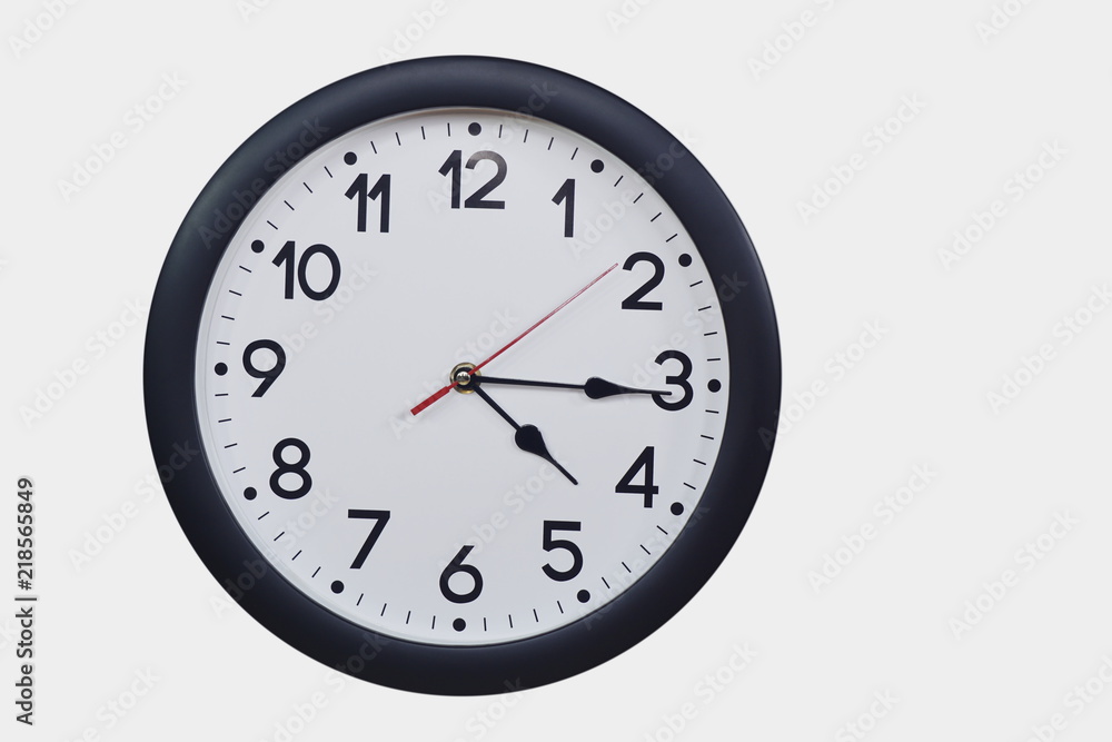Time concept with black clock at quarter past four am or pm Stock Photo