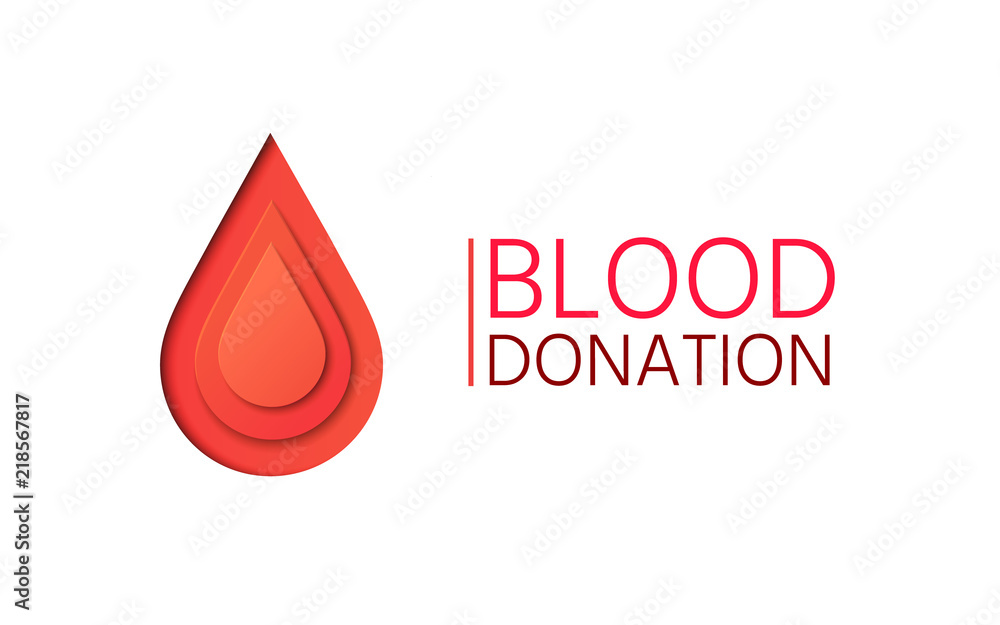 Fototapeta premium Blood Donation background. Blood drop in paper style.