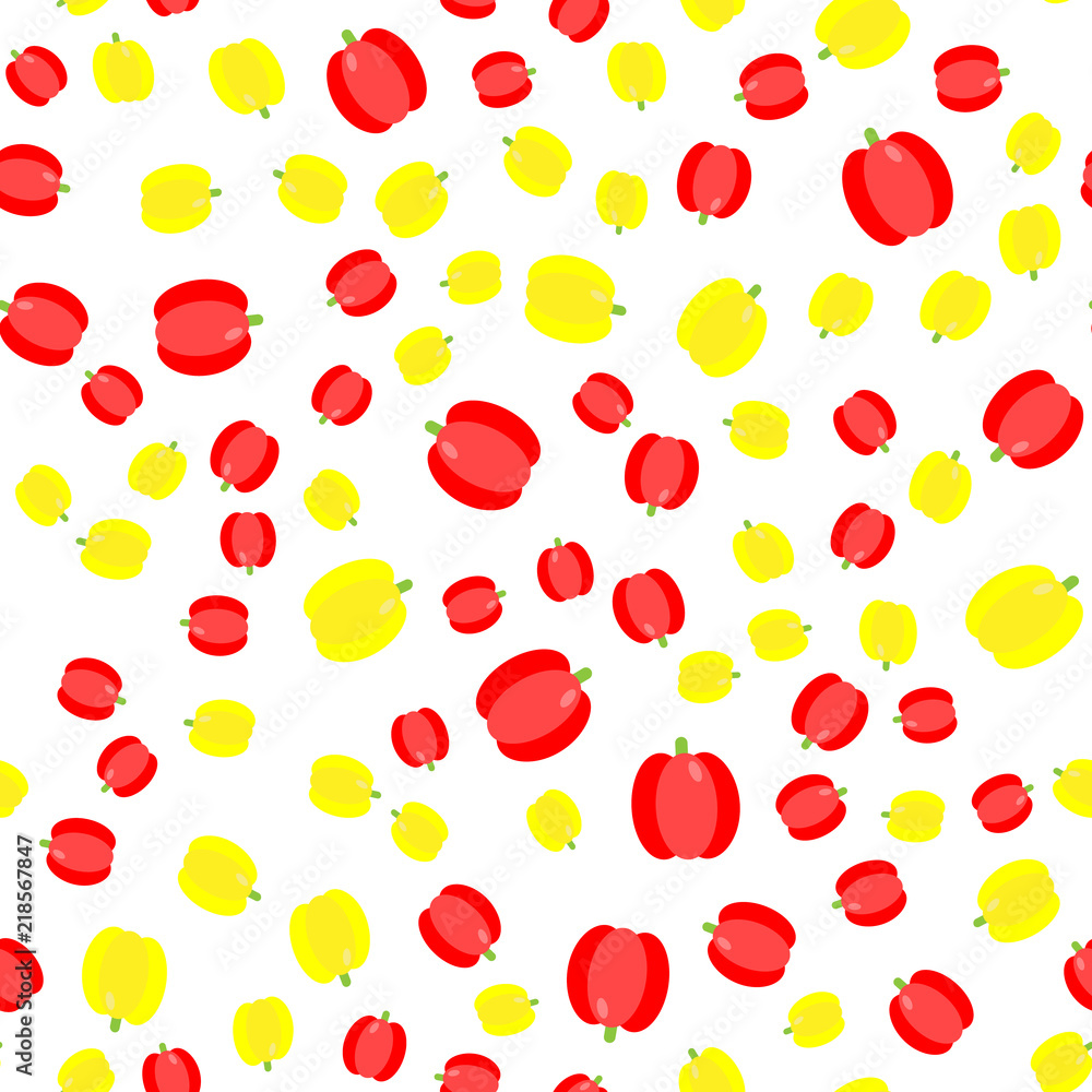 The Seamless pattern. Vegetable set. yellow and red bell pepper