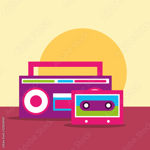 stereo sound radio and cassette hippie free spirit vector illustration