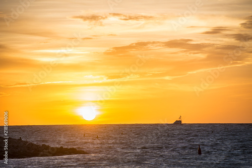 sunset with boat