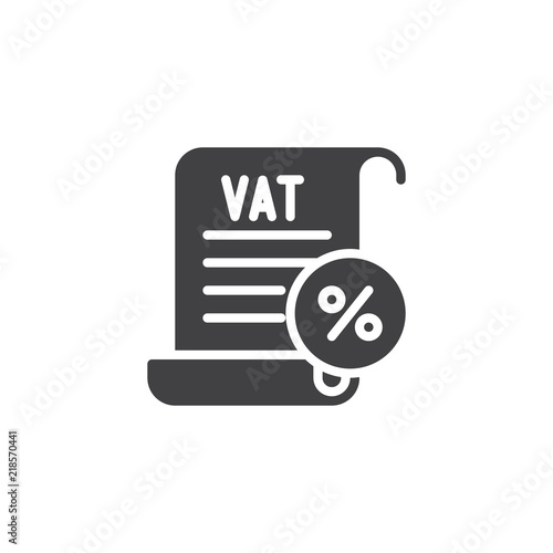 VAT taxes vector icon. filled flat sign for mobile concept and web design. Value Added Tax simple solid icon. Symbol, logo illustration. Pixel perfect vector graphics