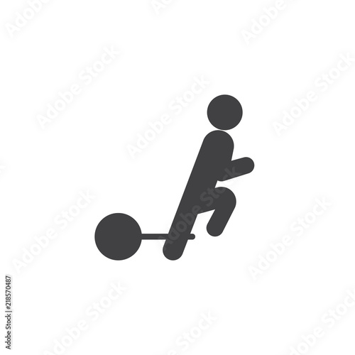 Debt Burden vector icon. filled flat sign for mobile concept and web design. Man Walking With weight chained Debt simple solid icon. Symbol, logo illustration. Pixel perfect vector graphics