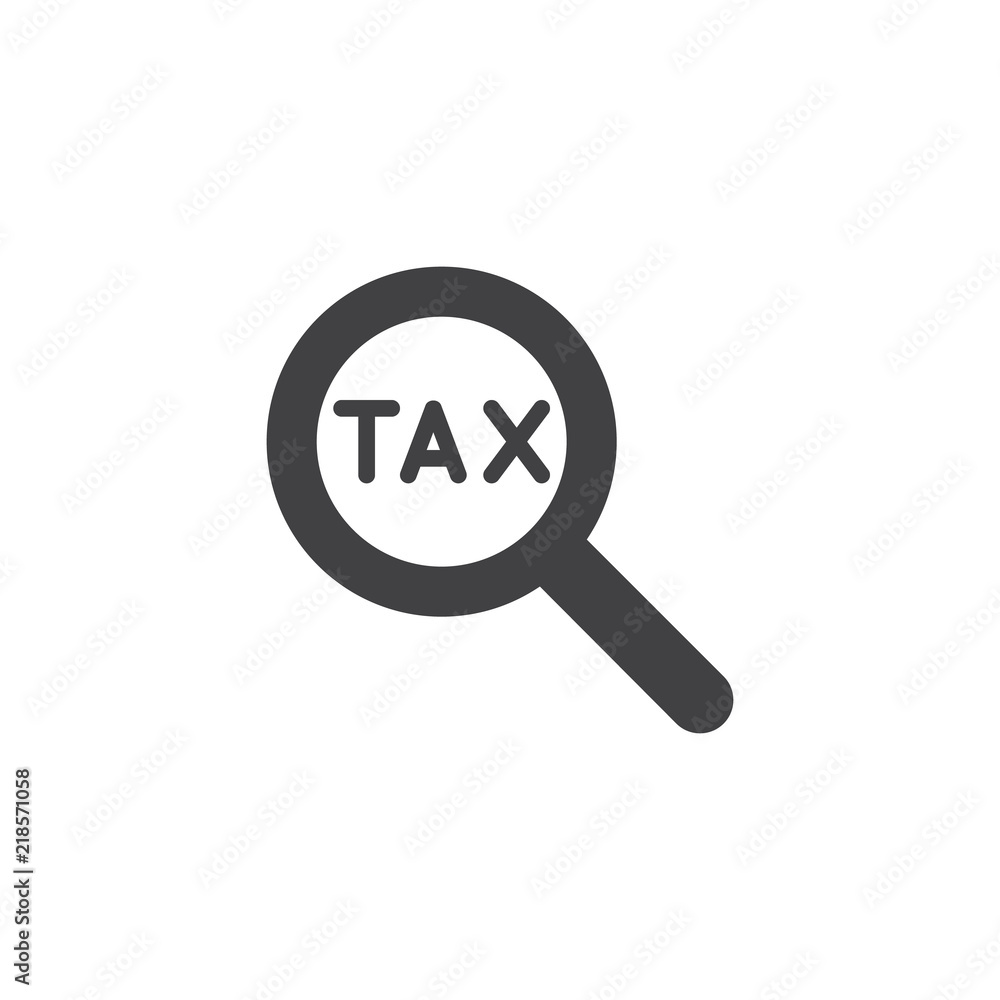 Tax search vector icon. filled flat sign for mobile concept and web design. tax and magnifying glass simple solid icon. Symbol, logo illustration. Pixel perfect vector graphics Tax search vector icon. filled flat sign for mobile concept and web design. tax and magnifying glass simple solid icon. Symbol, logo illustration. Pixel perfect vector graphics