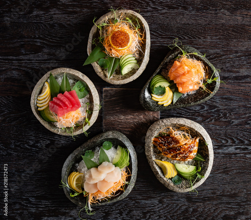 sashimi on table