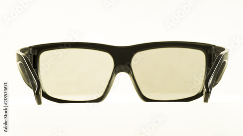 Olkulist concept, glasses straight ahead with fuzzy glasses, white background