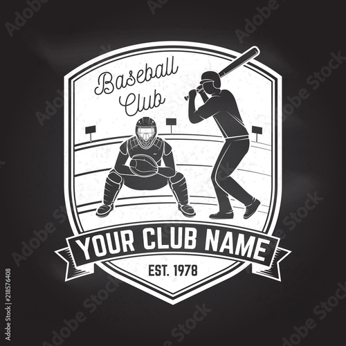 Baseball or softball club badge. Vector illustration. Concept for shirt or logo, print, stamp or tee.