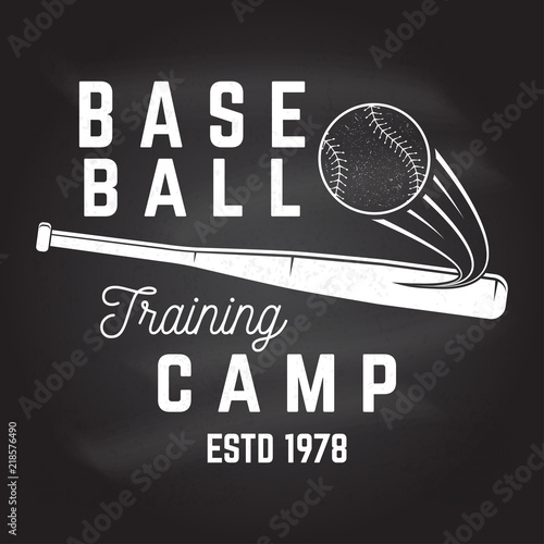Baseball training camp on the chalkboard. Vector illustration.