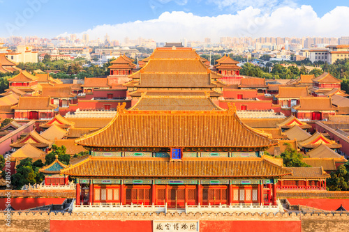 Ancient royal palaces of the Forbidden City in Beijing China