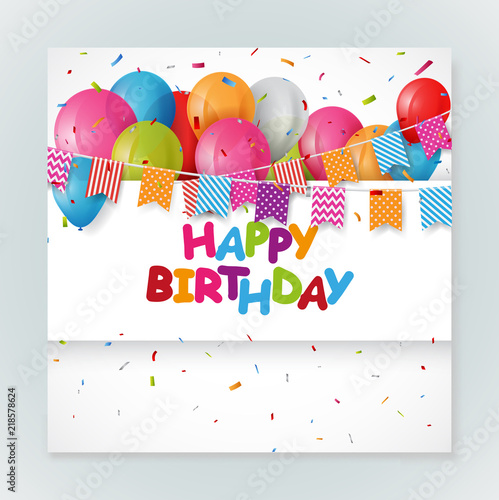 Happy birthday greeting card design with confetti