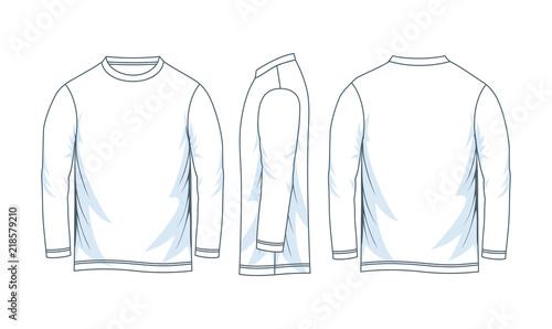 Blank long sleeve t shirt. front look side and back.