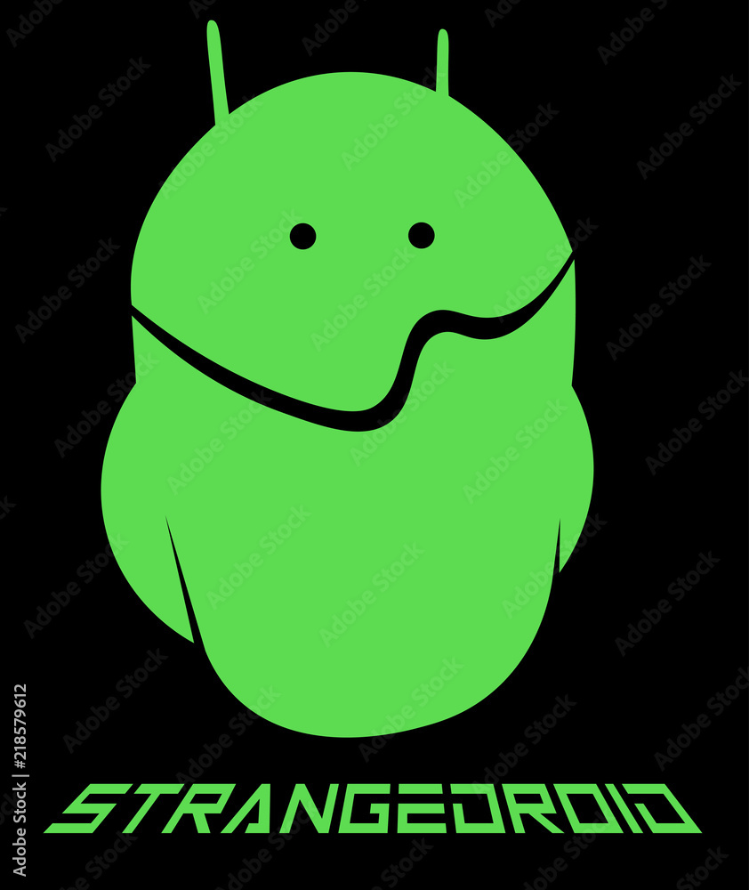 Naklejka premium emoticon android, strange android minimalism creative logo