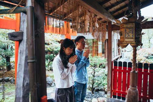Photography Young japanese couple spending time in their house