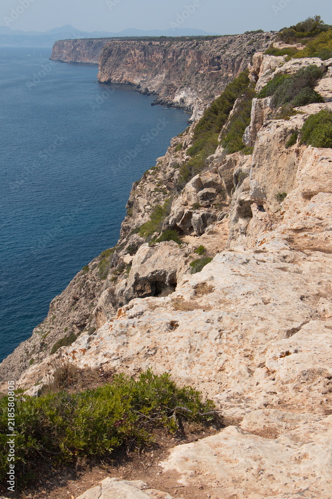 Coastline near the lighthouse Far de Cap Blanc on Mallorca
