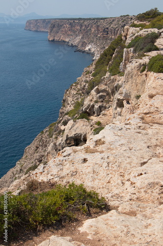 Coastline near the lighthouse Far de Cap Blanc on Mallorca 