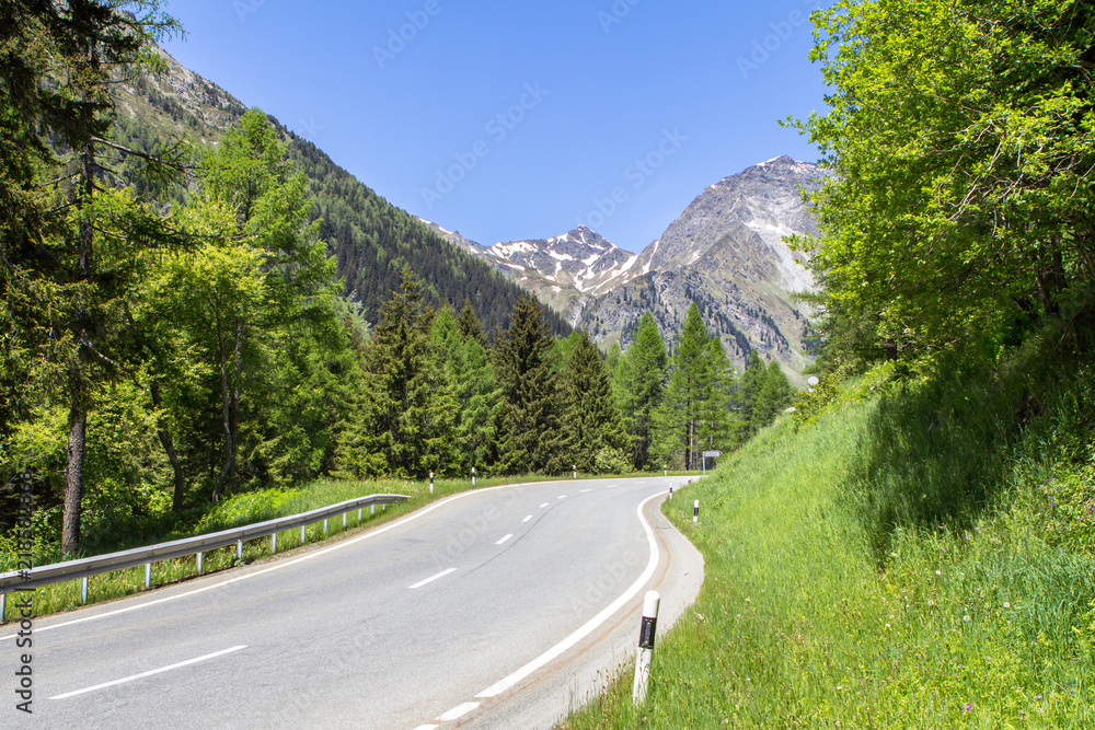 Highway surrounded Alps
