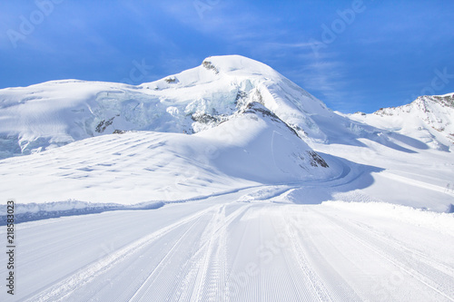 Ski Tracks in a Swiss mountains in Saas-Fee © robertdering