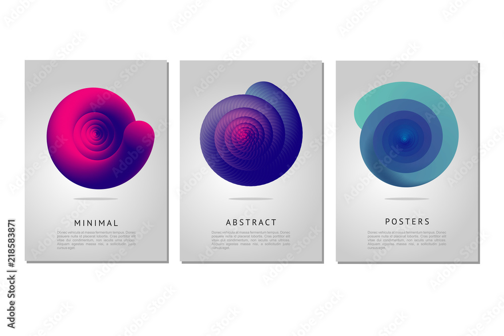 Color vortex. Minimalistic poster design template with spiral shell. Abstract form with curl lines and vibrant color gradient. - obrazy, fototapety, plakaty 