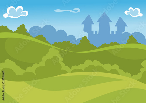 Fantasy summer vector background with castle