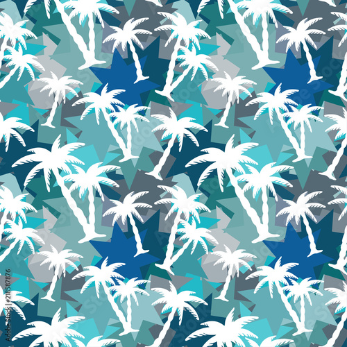 Seamless pattern with coconut palm trees