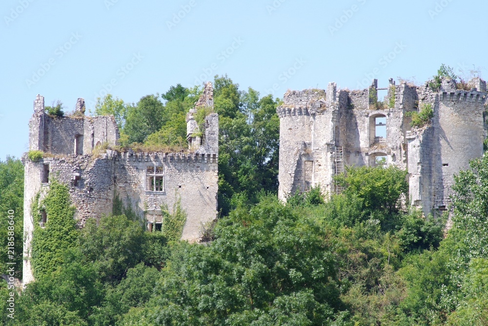 Ancient castle walls ruins scene. Ruined wall castle. Fortress wall ruins Ancient castle walls ruins scene. Ruined wall castle. Fortress wall ruins