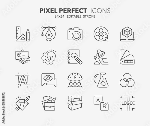 creative process thin line icons