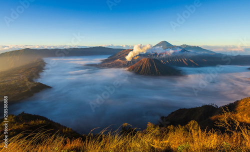 Bromo Volcano Sunrise Landmark Mountain Nature Travel Place Of Indonesia