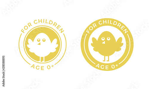 For children age label vector cartoon chick