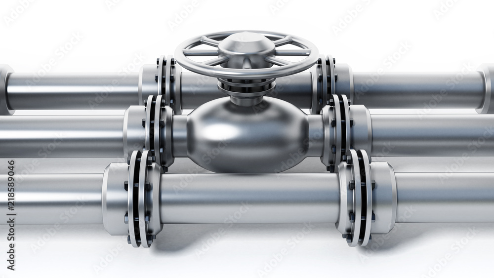 Oil pipeline isolated on white background. 3D illustration Oil pipeline isolated on white background. 3D illustration