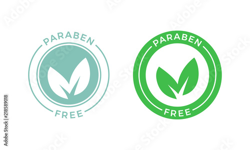 Paraben free green leaf vector label photo