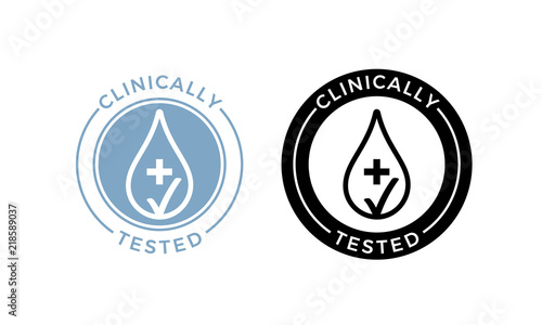 Clinically tested vector water drop icons photo