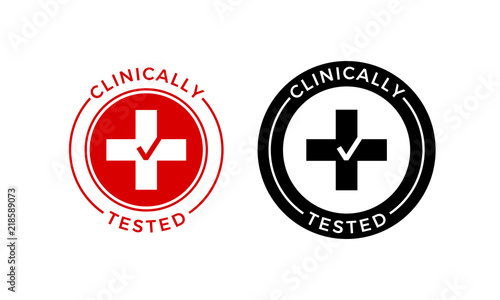 Clinically tested vector medical cross check icon