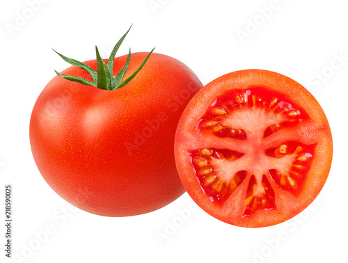 Fresh tomato isolated on white background with clipping path