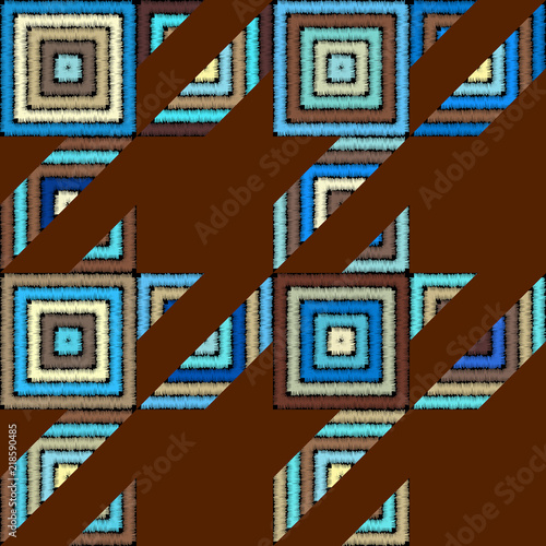 Seamless geometric pattern. Classic Hounds-tooth pattern in a patchwork collage style. Vector image. photo