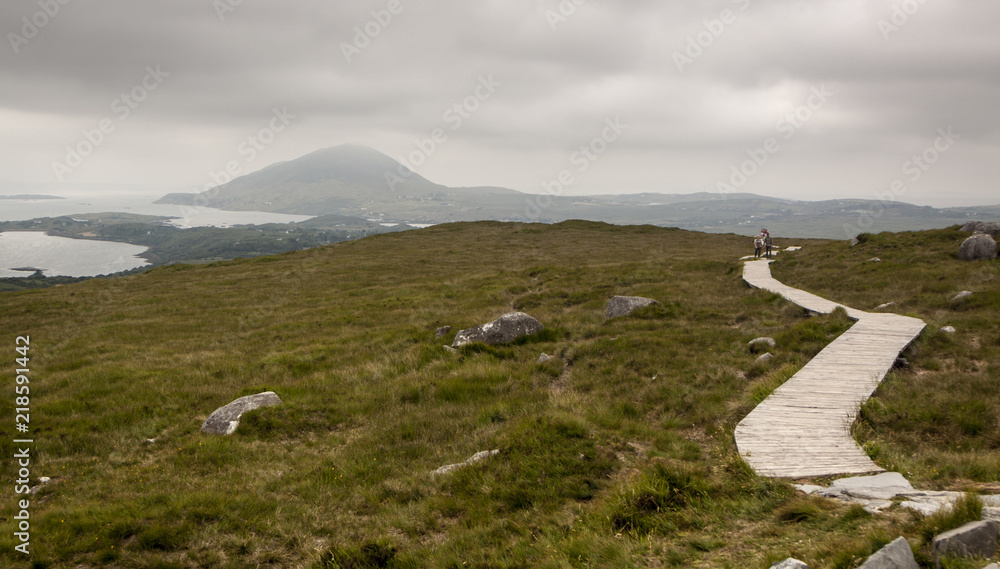 The Diamond Hill hiking trail in the Connemara National Park, Ireland.
