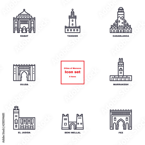 Historic landmarks, sightseeings and buildings of Morocco.