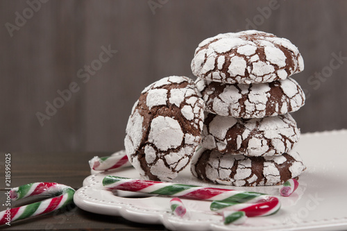 Home Baked Peppermint And Chocolate Crinkle Cookies.