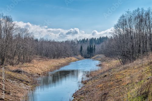 Spring, sunny day on river