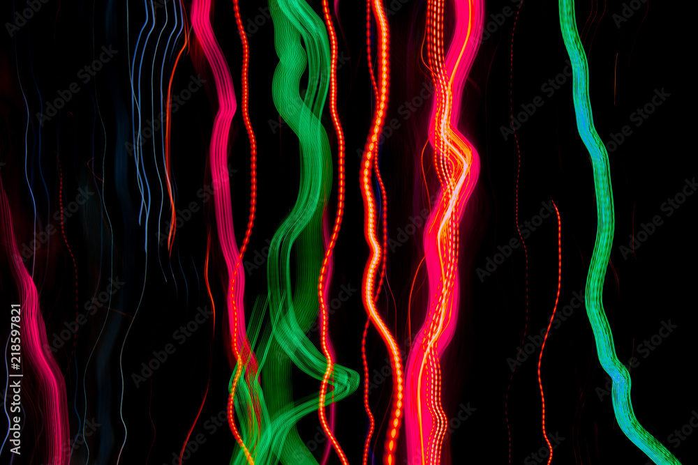 Multicolor neon light wallpaper, long exposure.
