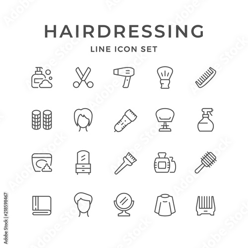 Set line icons of hairdressing