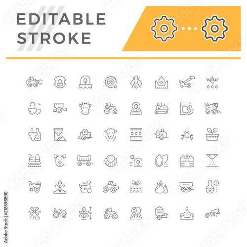Set line icons of farming and agriculture