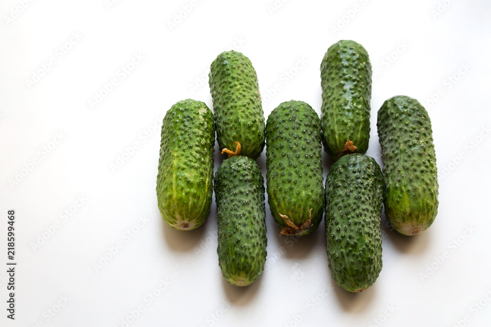 Fresh green cucumbers isolated on white background with copy space Fresh green cucumbers isolated on white background with copy space