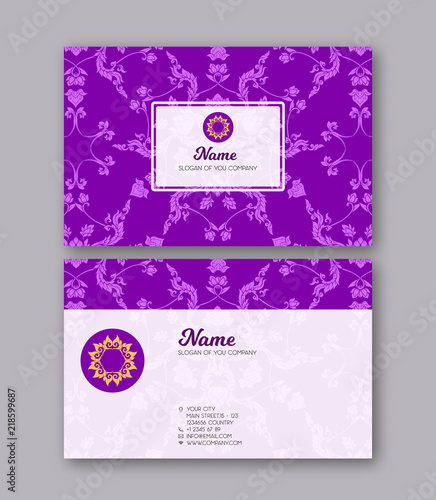 A template for the two sides of the  business card, decorated wi