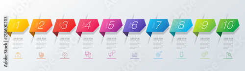 Infographics design vector and business icons with 10 options.